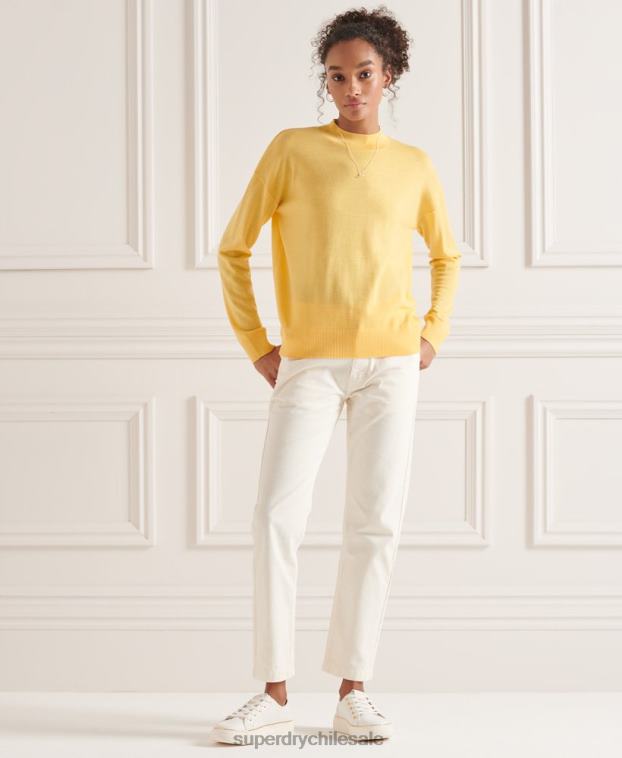 mujer Superdry amarillo jersey de merino con cuello alzado 2R68Z6650