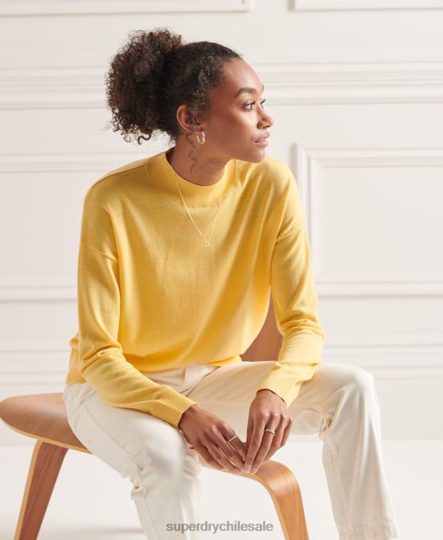 mujer Superdry amarillo jersey de merino con cuello alzado 2R68Z6650
