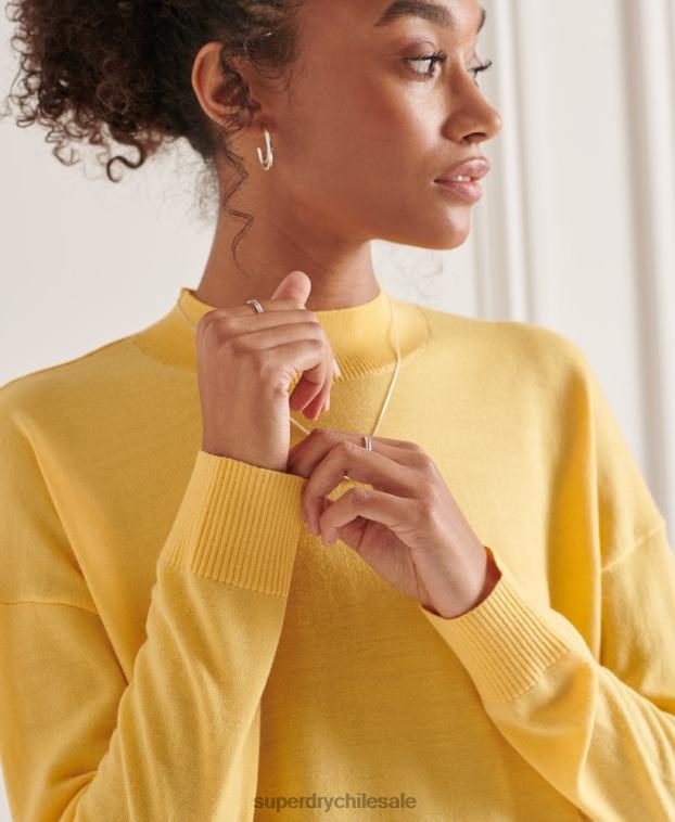 mujer Superdry amarillo jersey de merino con cuello alzado 2R68Z6650