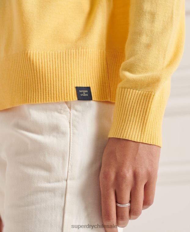 mujer Superdry amarillo jersey de merino con cuello alzado 2R68Z6650