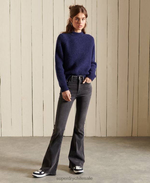mujer Superdry azul oscuro suéter con cuello redondo en mezcla de alpaca 2R68Z6680