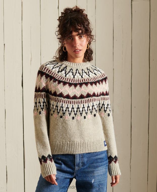 mujer Superdry beige suéter clásico con cuello alzado 2R68Z4032