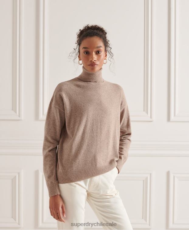 mujer Superdry beige suéter con cuello vuelto 2R68Z3996