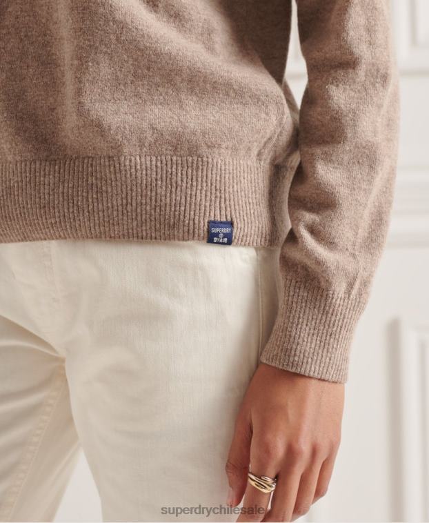 mujer Superdry beige suéter con cuello vuelto 2R68Z3996
