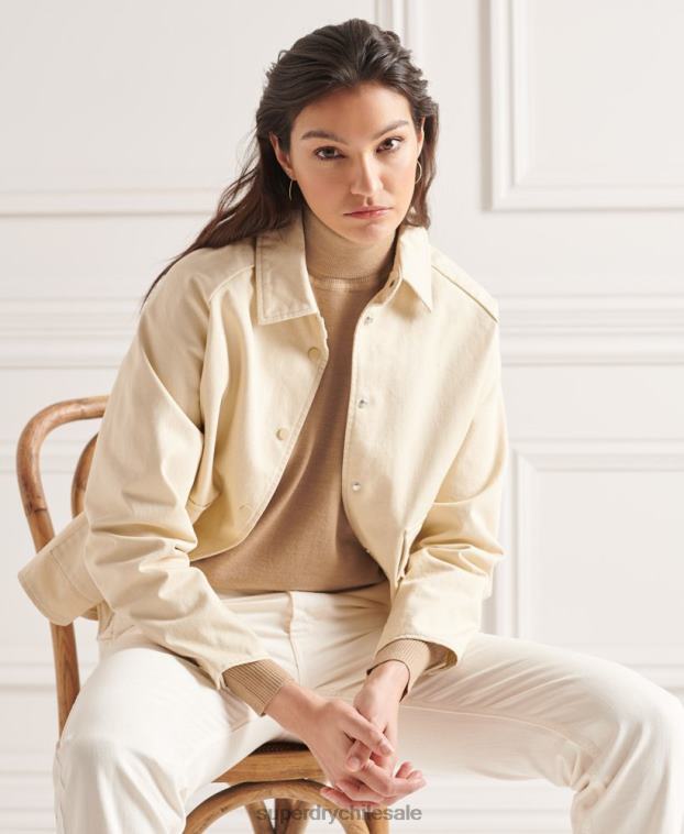 mujer Superdry beige suéter con cuello vuelto y hombros caídos de merino 2R68Z6652