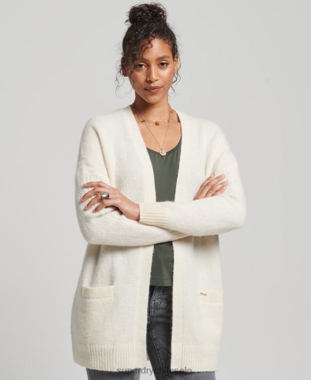 mujer Superdry blanco cárdigan largo de estudios 2R68Z4008