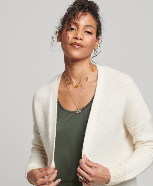 mujer Superdry blanco cárdigan largo de estudios 2R68Z4008