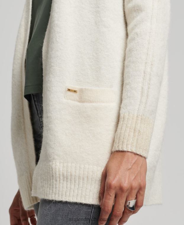 mujer Superdry blanco cárdigan largo de estudios 2R68Z4008