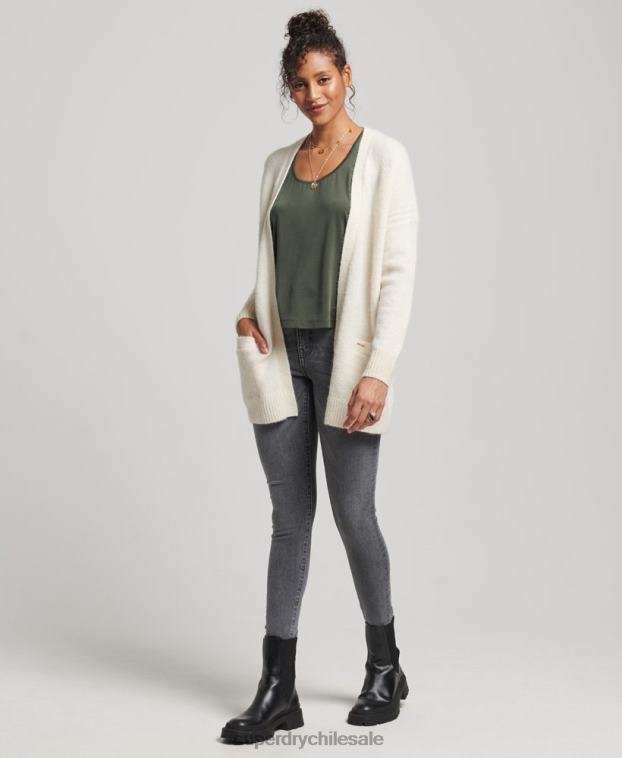 mujer Superdry blanco cárdigan largo de estudios 2R68Z4008