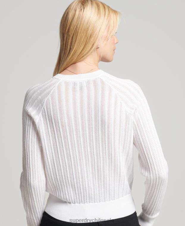 mujer Superdry blanco punto de encaje de algodón orgánico 2R68Z2944
