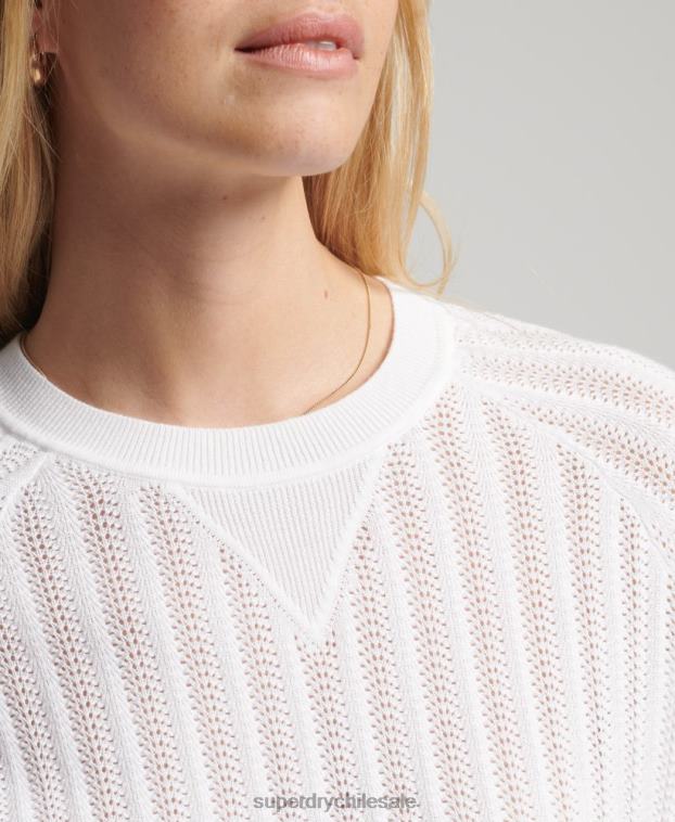 mujer Superdry blanco punto de encaje de algodón orgánico 2R68Z2944