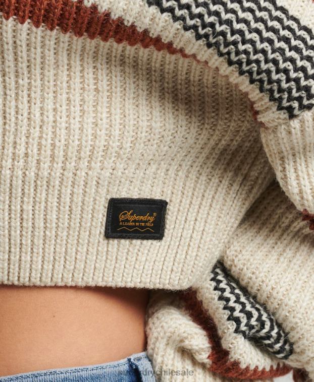 mujer Superdry blanco suéter clásico corto con cuello redondo 2R68Z4036