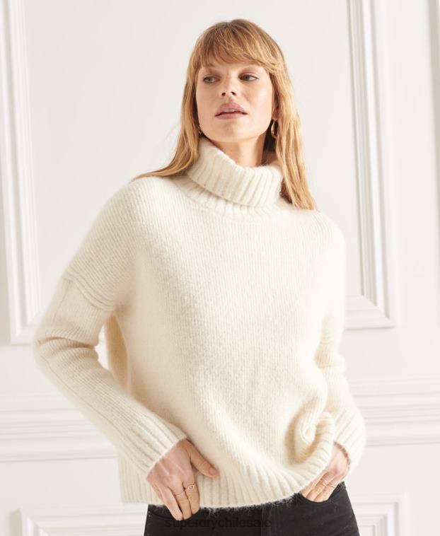 mujer Superdry blanco suéter grueso con cuello vuelto de Studios 2R68Z4007