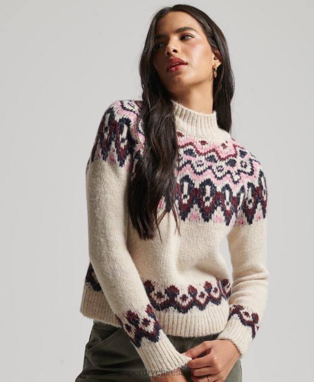mujer Superdry blanco suéter holgado con diseño de cachemira 2R68Z3983