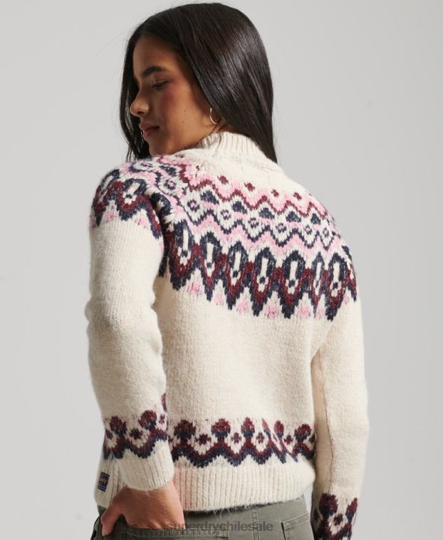 mujer Superdry blanco suéter holgado con diseño de cachemira 2R68Z3983