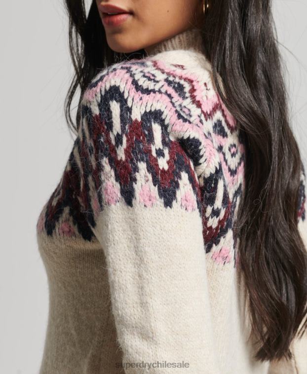 mujer Superdry blanco suéter holgado con diseño de cachemira 2R68Z3983