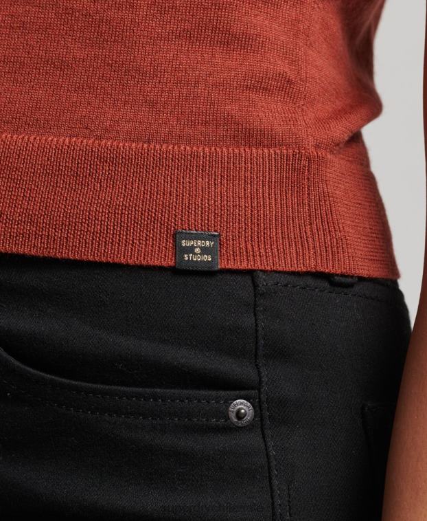 mujer Superdry broncearse chaleco de merino studios con cuello vuelto 2R68Z4000