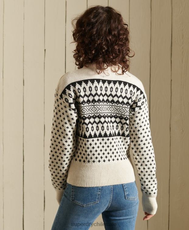 mujer Superdry crema suéter con cuello redondo estampado 2R68Z4012