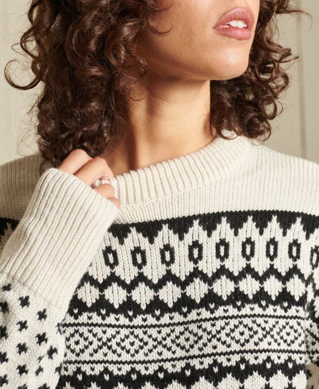 mujer Superdry crema suéter con cuello redondo estampado 2R68Z4012