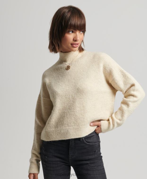 mujer Superdry crema suéter vintage esencial con cuello alzado 2R68Z6592