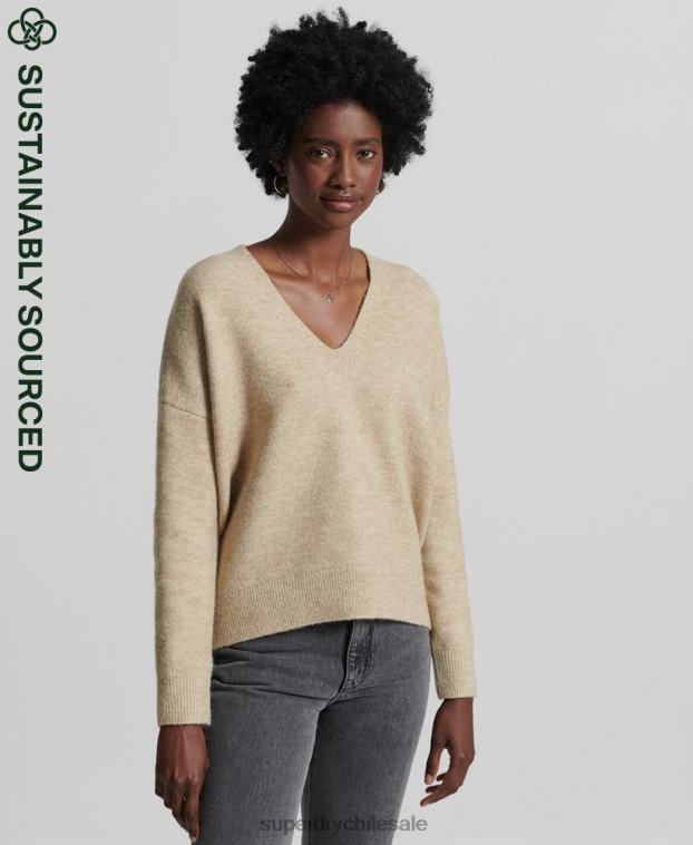 mujer Superdry desnudo suéter tejido con cuello en V holgado de Studios 2R68Z4016