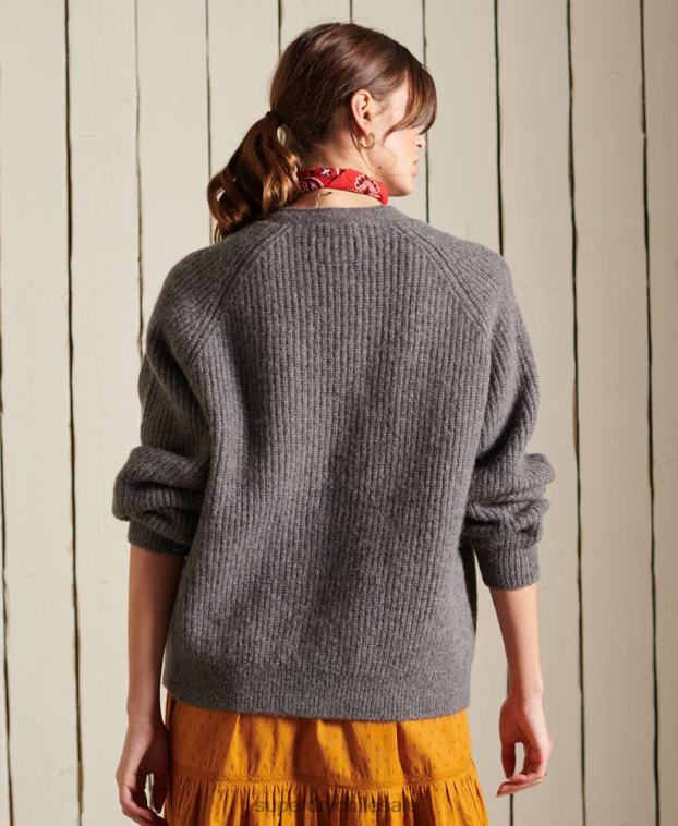 mujer Superdry gris claro cárdigan en mezcla de alpaca 2R68Z6601