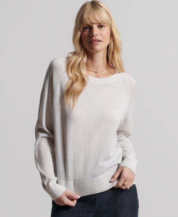 mujer Superdry gris claro jersey de lana merina 2R68Z6712