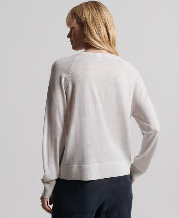 mujer Superdry gris claro jersey de lana merina 2R68Z6712