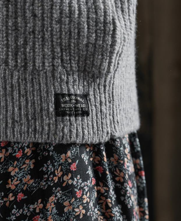 mujer Superdry gris claro suéter Freya de tweed con cuello redondo 2R68Z6766