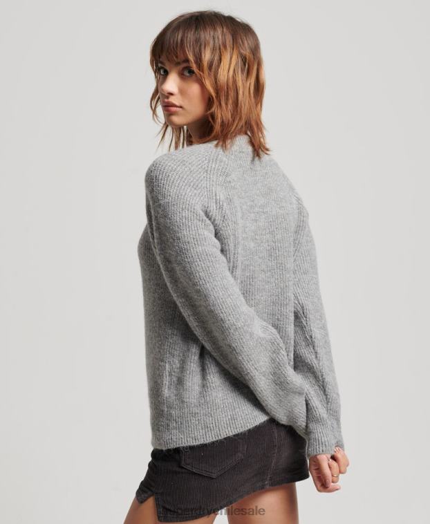 mujer Superdry gris claro suéter básico con cuello redondo 2R68Z4009
