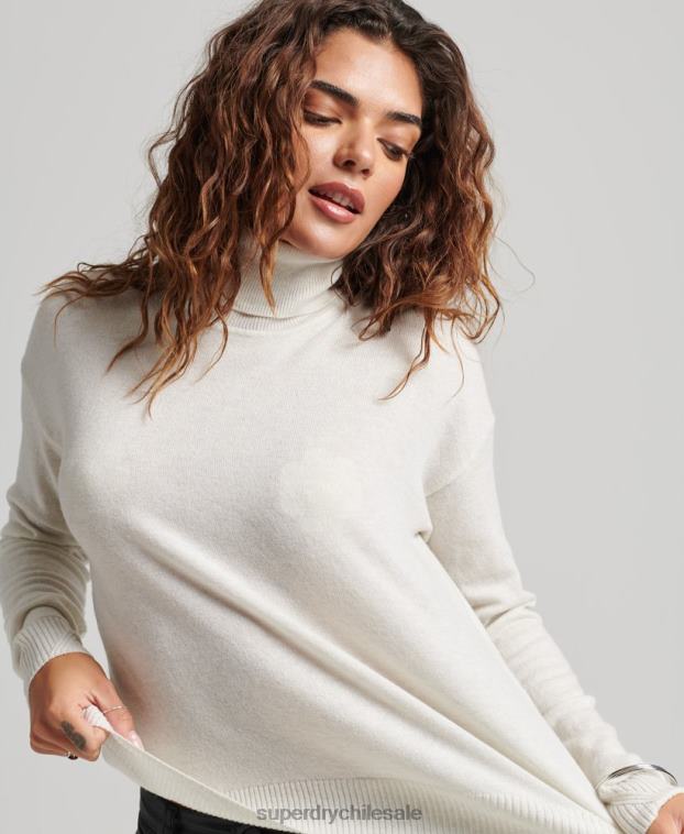 mujer Superdry gris claro suéter con cuello vuelto 2R68Z3979