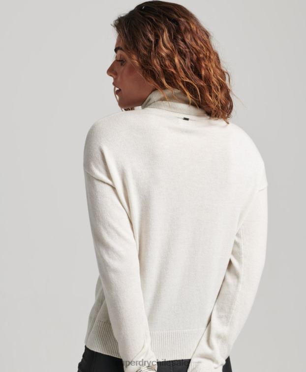 mujer Superdry gris claro suéter con cuello vuelto 2R68Z3979