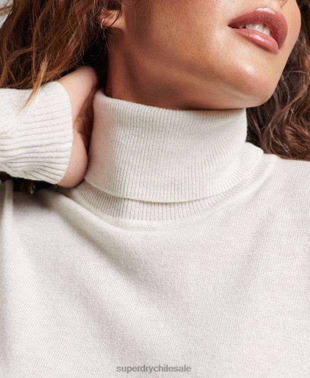 mujer Superdry gris claro suéter con cuello vuelto 2R68Z3979