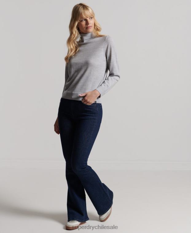 mujer Superdry gris claro suéter con cuello vuelto de merino studios 2R68Z4020