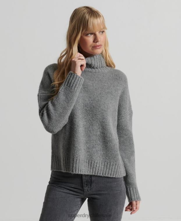 mujer Superdry gris claro suéter grueso con cuello vuelto de Studios 2R68Z4014