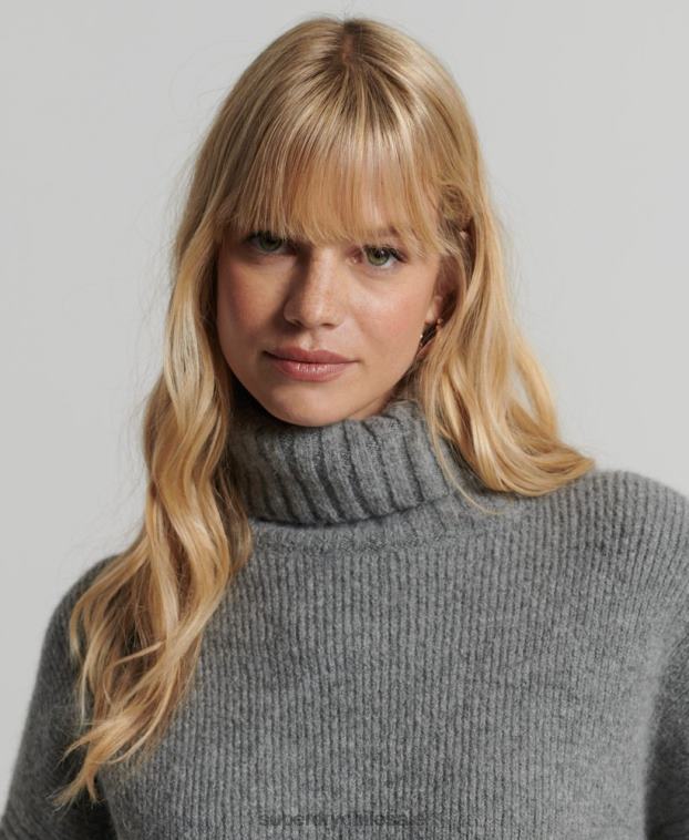 mujer Superdry gris claro suéter grueso con cuello vuelto de Studios 2R68Z4014