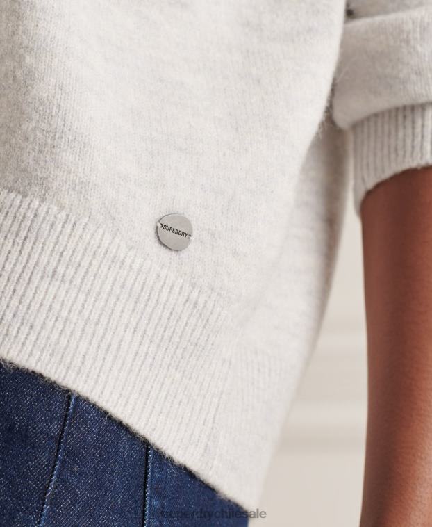 mujer Superdry gris claro suéter tejido con cuello en V holgado de Studios 2R68Z4033