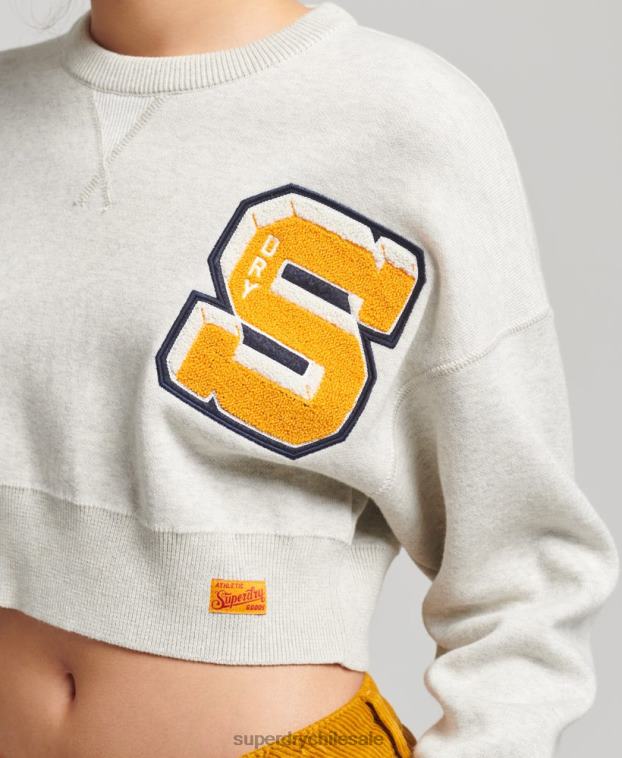 mujer Superdry gris jersey corto universitario de algodón orgánico 2R68Z4039