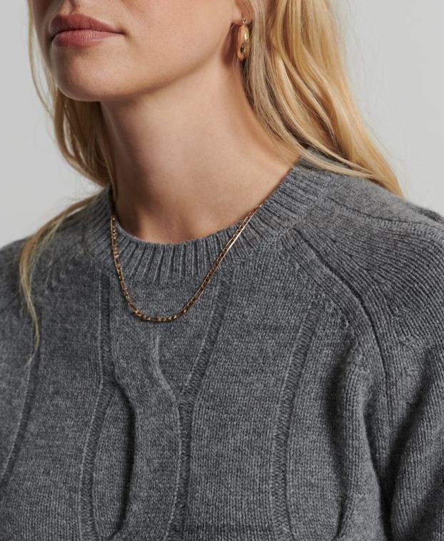 mujer Superdry gris oscuro jersey de punto de ochos 2R68Z6725