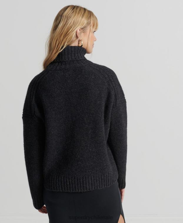 mujer Superdry gris oscuro suéter grueso con cuello vuelto de Studios 2R68Z4006