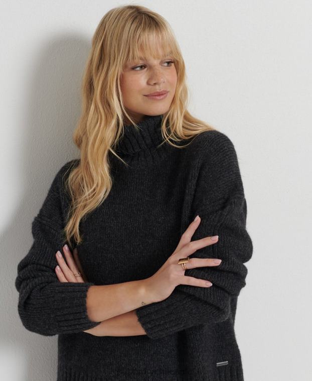 mujer Superdry gris oscuro suéter grueso con cuello vuelto de Studios 2R68Z4006
