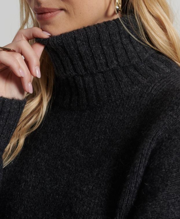mujer Superdry gris oscuro suéter grueso con cuello vuelto de Studios 2R68Z4006