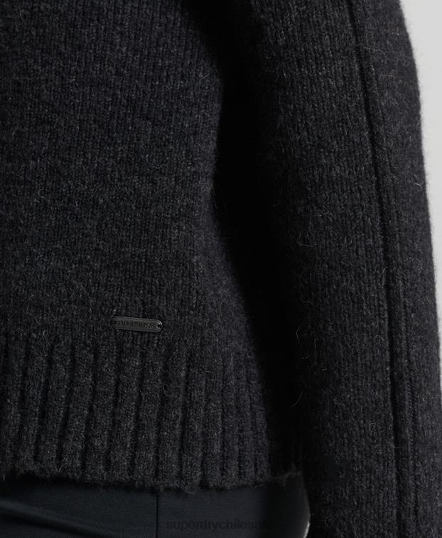 mujer Superdry gris oscuro suéter grueso con cuello vuelto de Studios 2R68Z4006