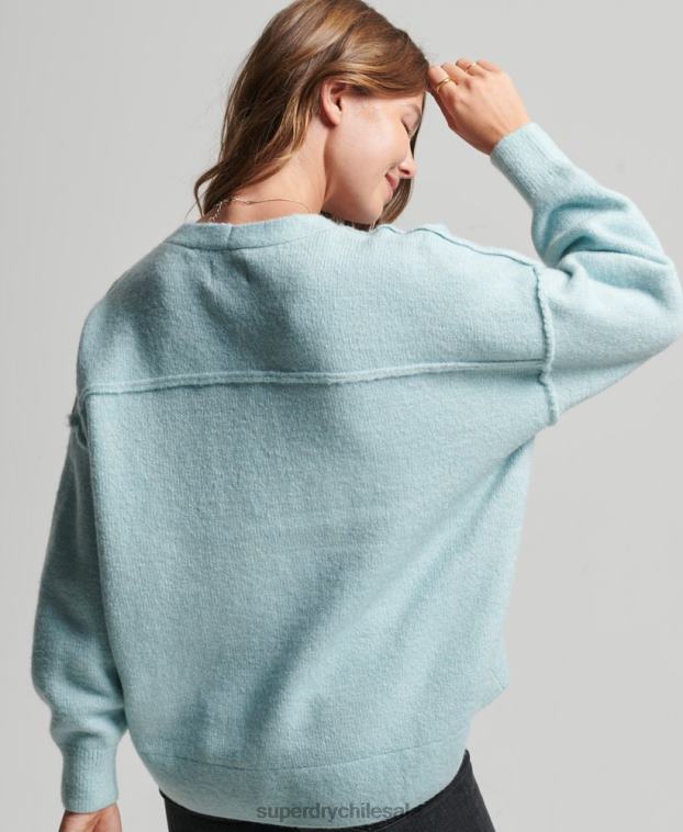 mujer Superdry gris oscuro suéter oversize con cuello en V 2R68Z3975