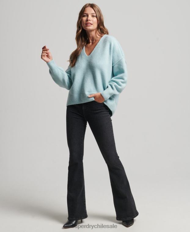 mujer Superdry gris oscuro suéter oversize con cuello en V 2R68Z3975