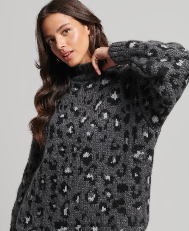 mujer Superdry gris suéter de punto holgado 2R68Z3999