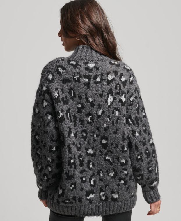 mujer Superdry gris suéter de punto holgado 2R68Z3999