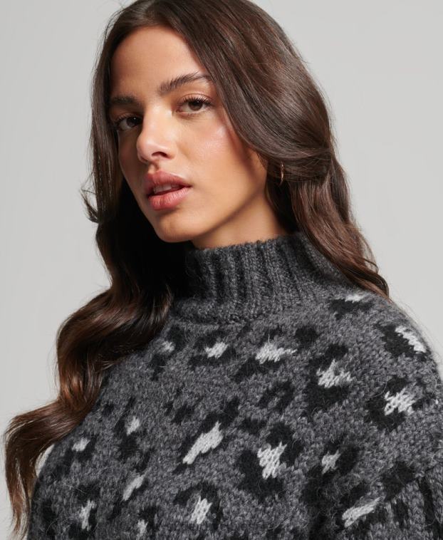 mujer Superdry gris suéter de punto holgado 2R68Z3999