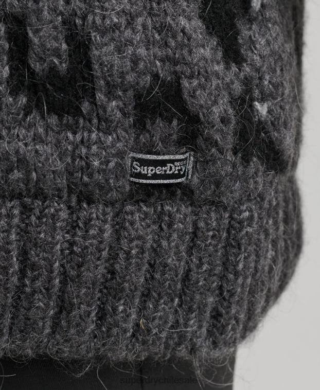 mujer Superdry gris suéter de punto holgado 2R68Z3999