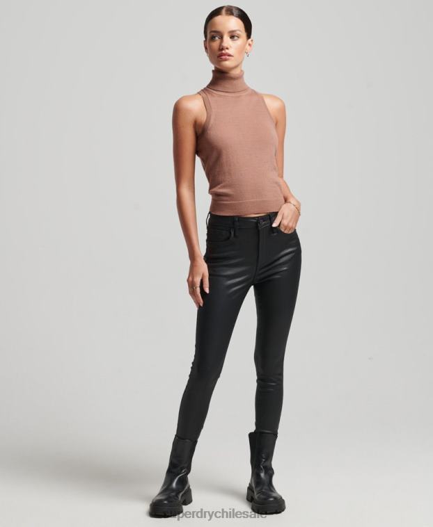 mujer Superdry marrón chaleco de merino studios con cuello vuelto 2R68Z2972